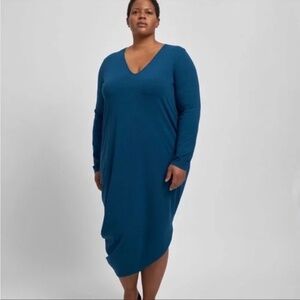 NWT Universal Standard 4XS Iconic Long Sleeve V-Neck Geneva Dress in Storm Blue